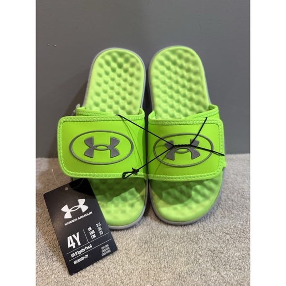 Under Armour Other - Fluorescent  Yellow Youth Size 4Y Under Armour Adjustable Slides (G Ignite Pro8)
